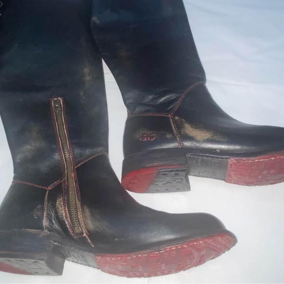 BED|STU Black and Red Lace Up Boots - Picture 5 of 11